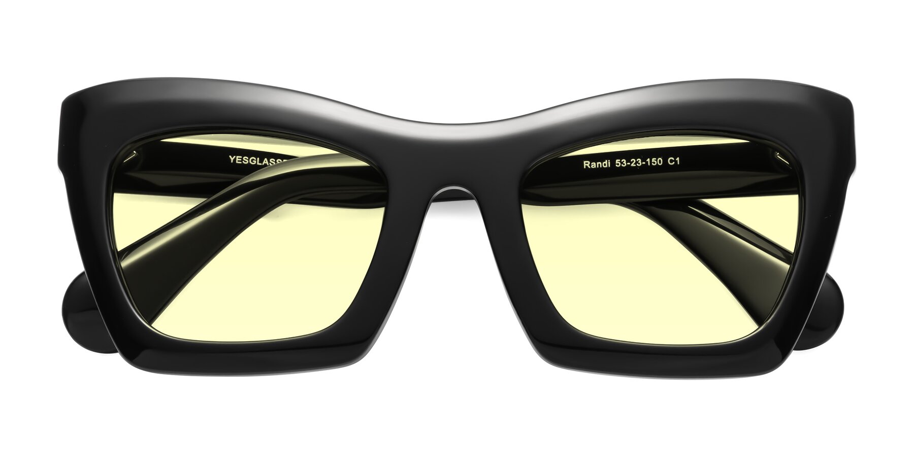 Folded Front of Randi in Black with Light Yellow Tinted Lenses