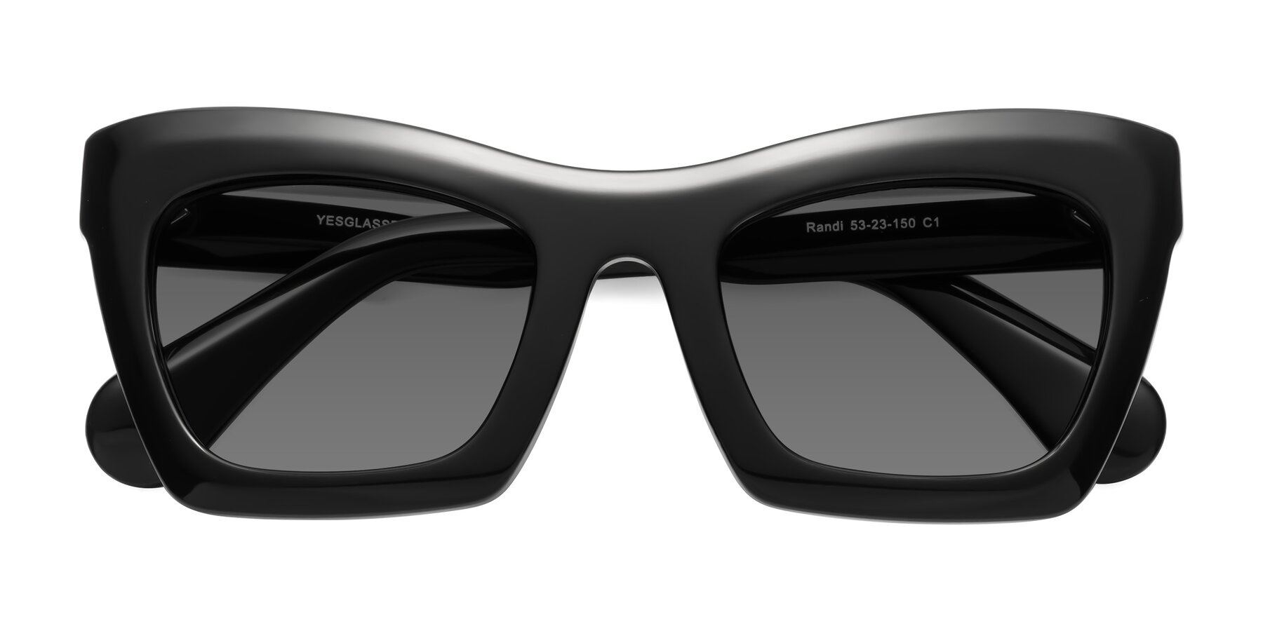 Folded Front of Randi in Black with Medium Gray Tinted Lenses