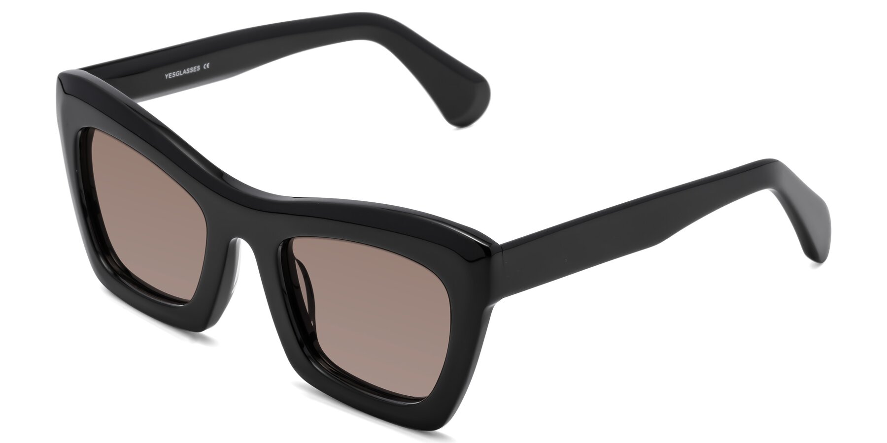 Angle of Randi in Black with Medium Brown Tinted Lenses