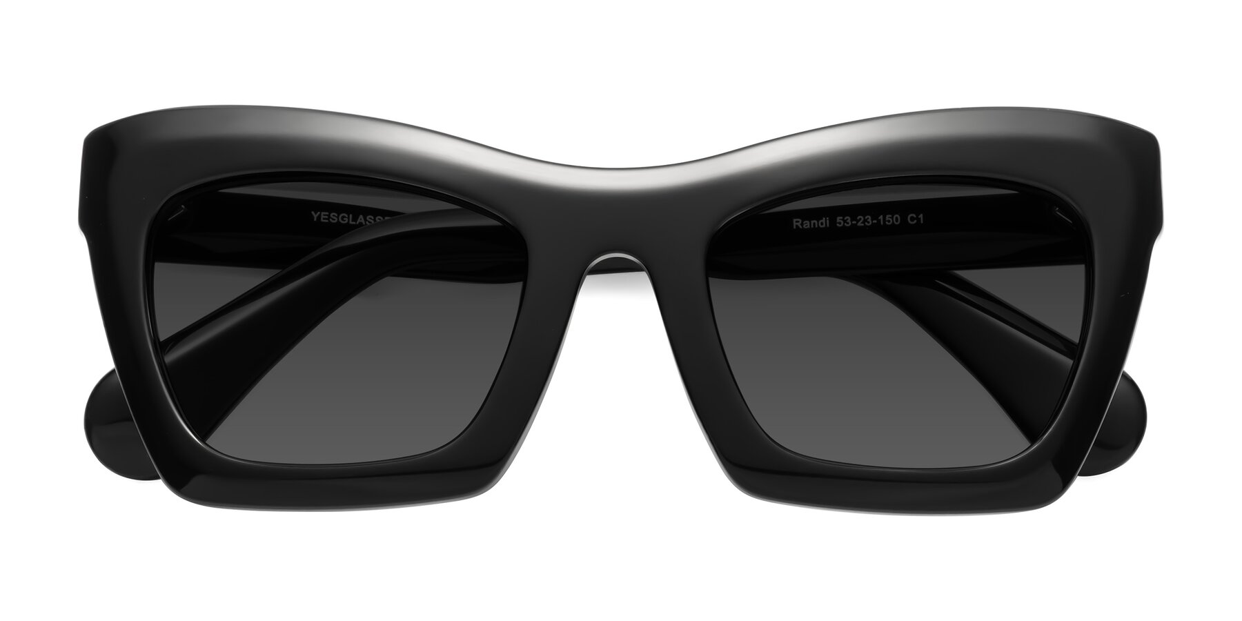 Folded Front of Randi in Black with Gray Tinted Lenses