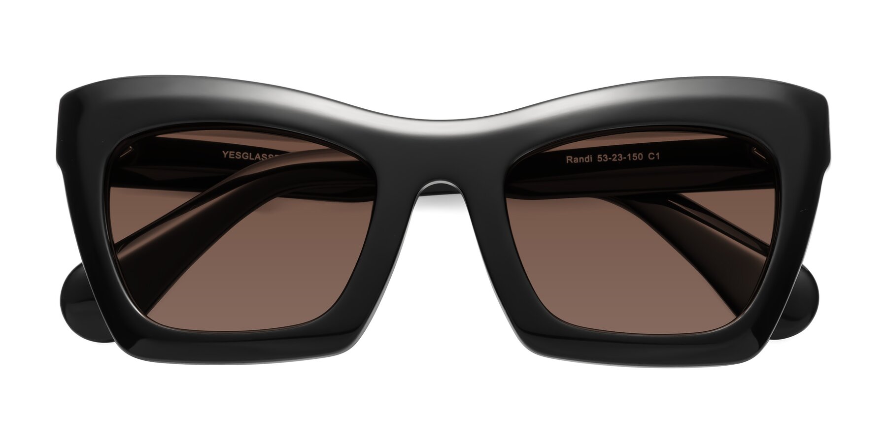 Folded Front of Randi in Black with Brown Tinted Lenses