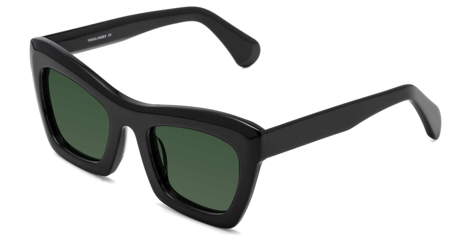 Angle of Randi in Black with Green Tinted Lenses