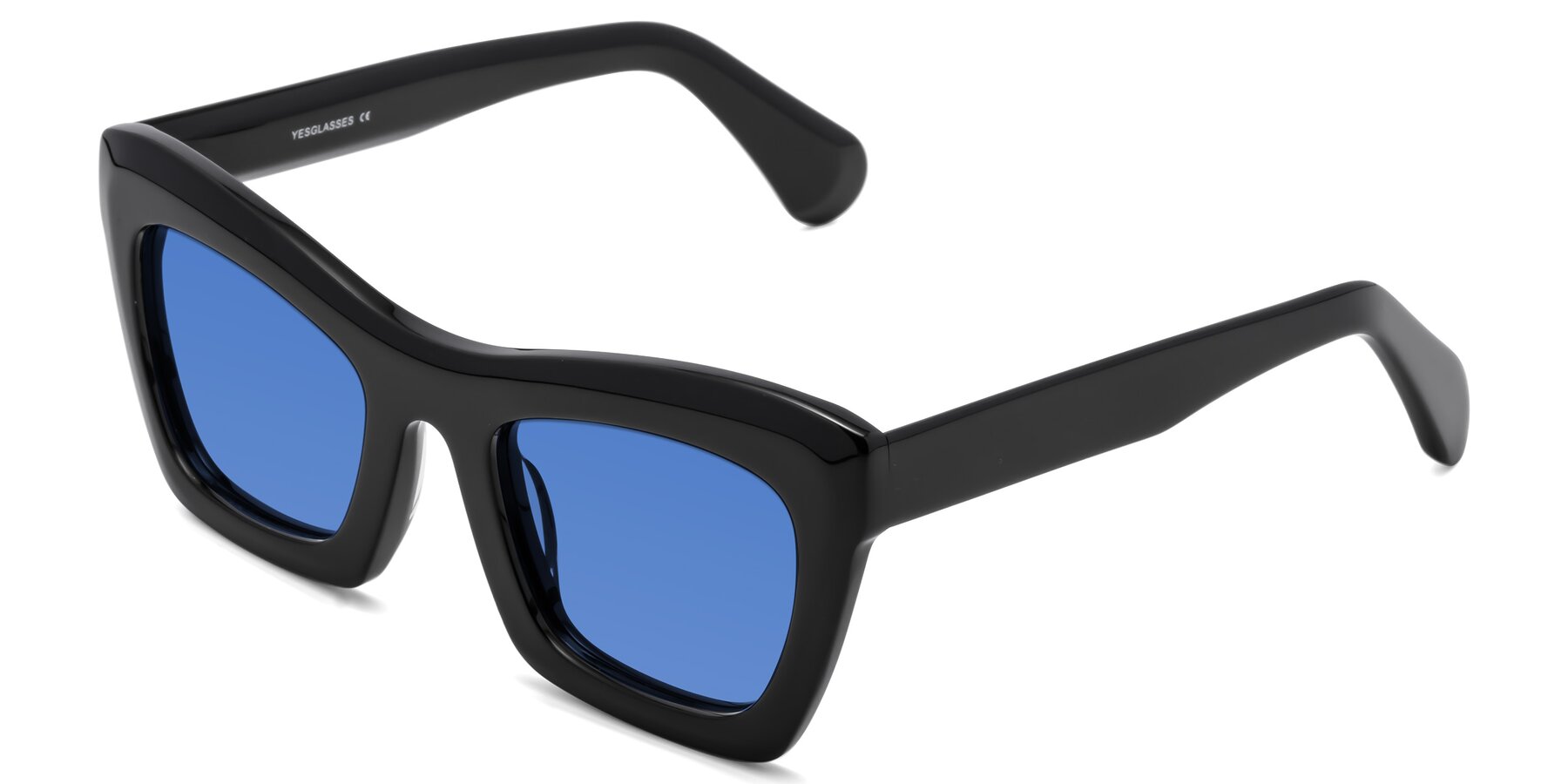 Angle of Randi in Black with Blue Tinted Lenses