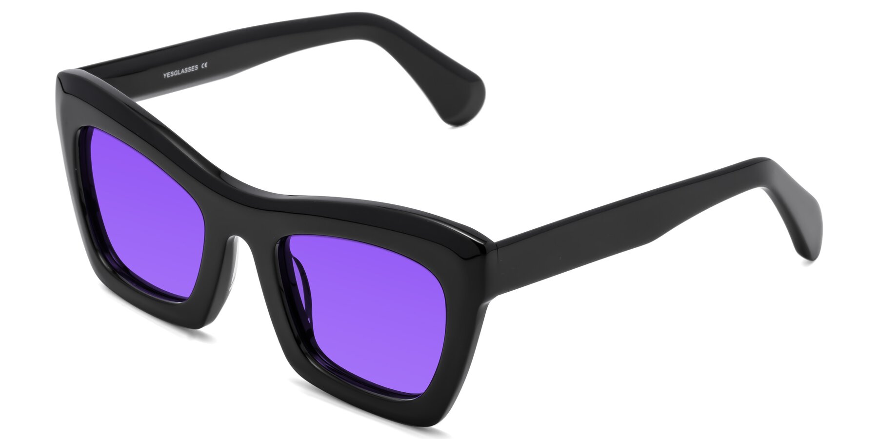 Angle of Randi in Black with Purple Tinted Lenses