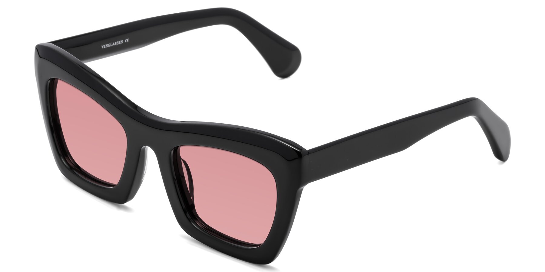 Angle of Randi in Black with Medium Garnet Tinted Lenses