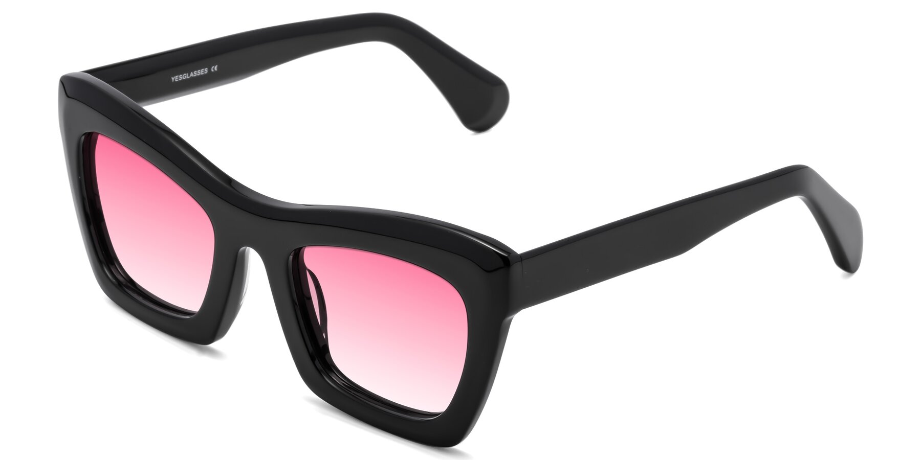 Angle of Randi in Black with Pink Gradient Lenses