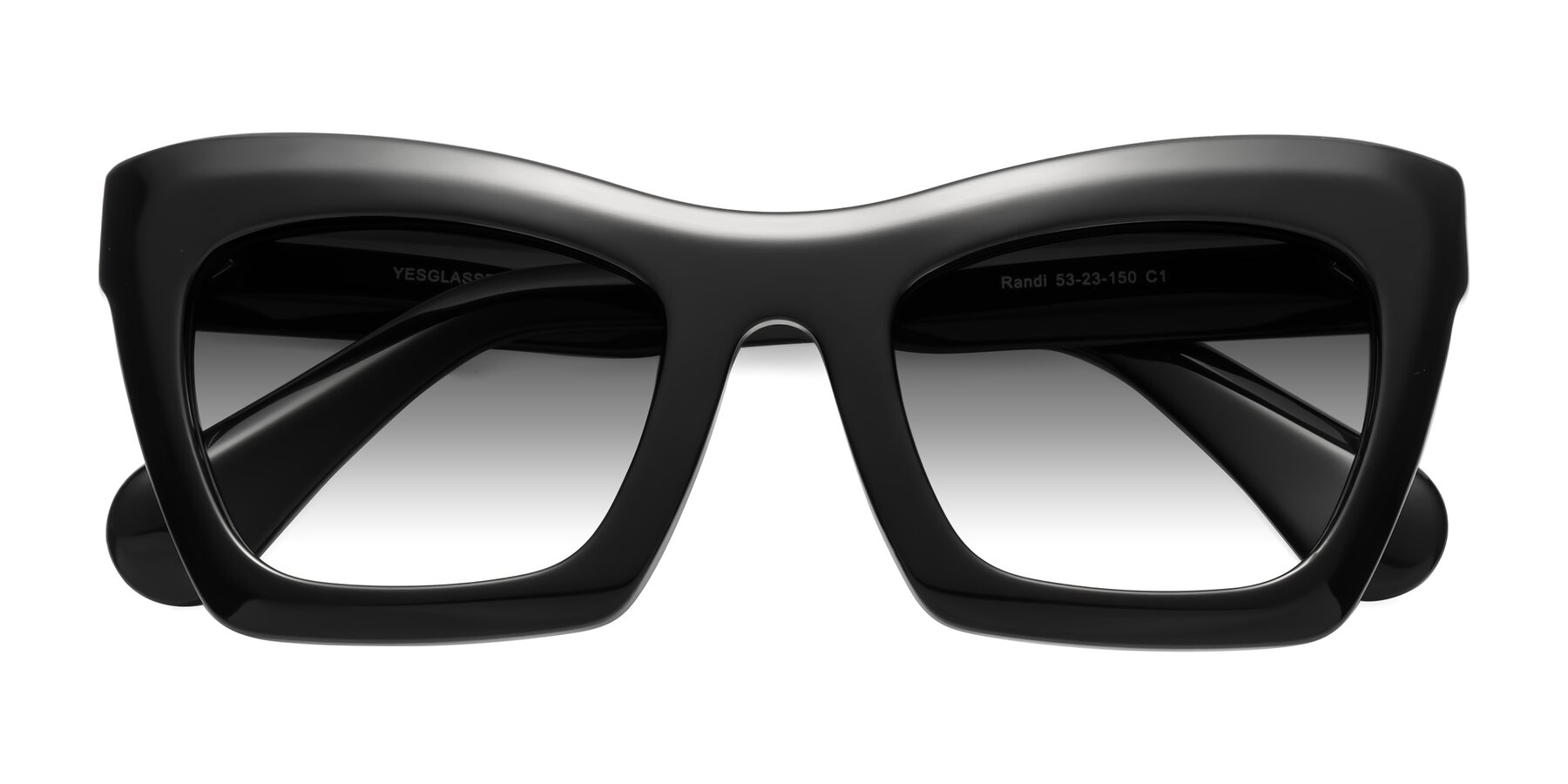 Folded Front of Randi in Black with Gray Gradient Lenses