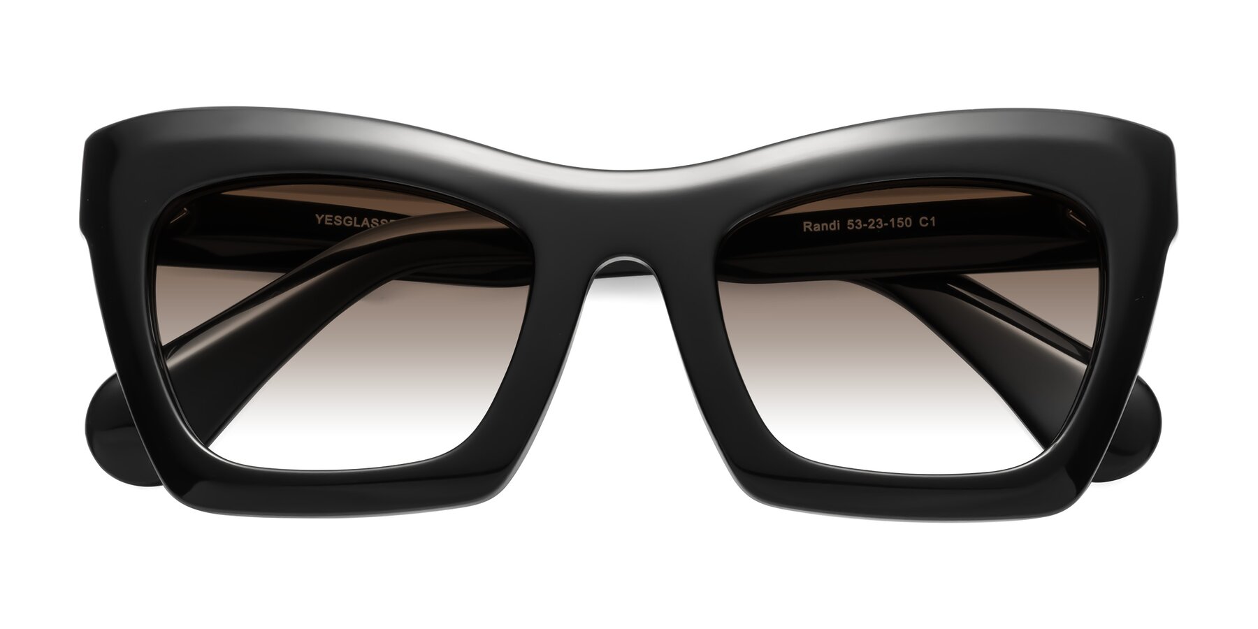 Folded Front of Randi in Black with Brown Gradient Lenses