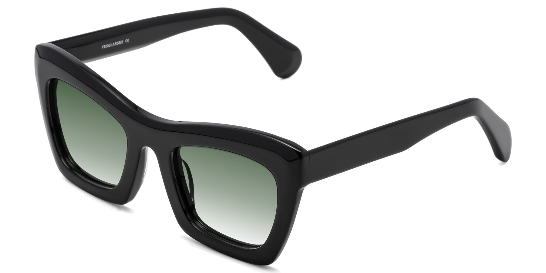Angle of Randi in Black with Green Gradient Lenses