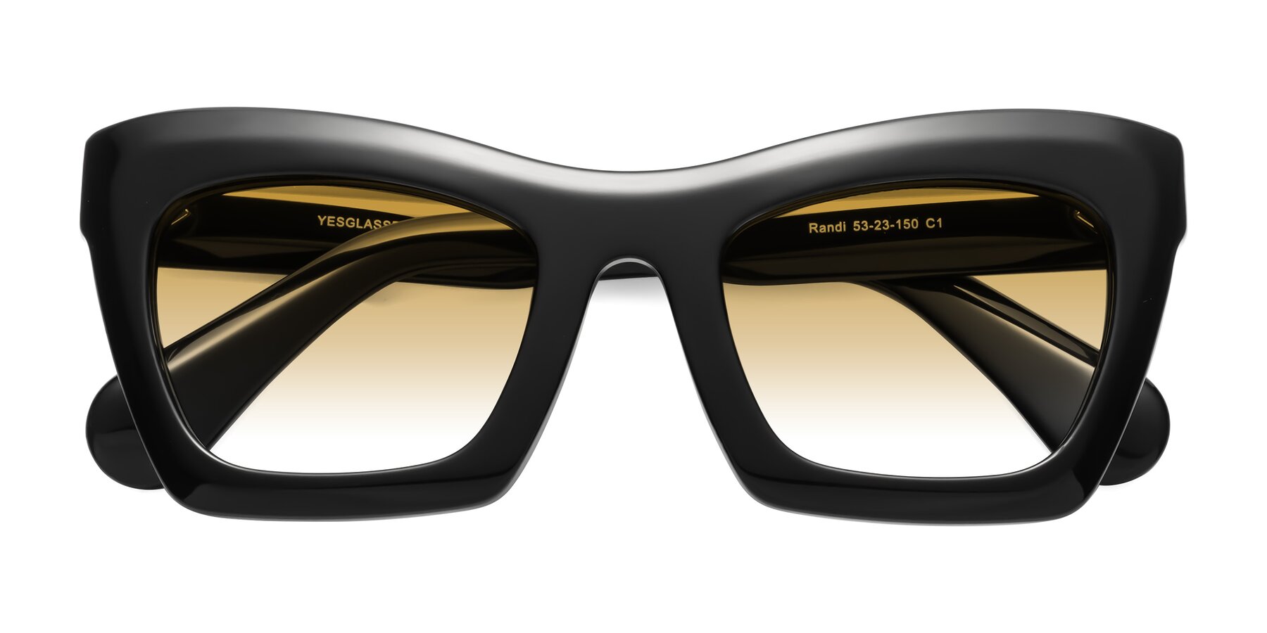Folded Front of Randi in Black with Champagne Gradient Lenses
