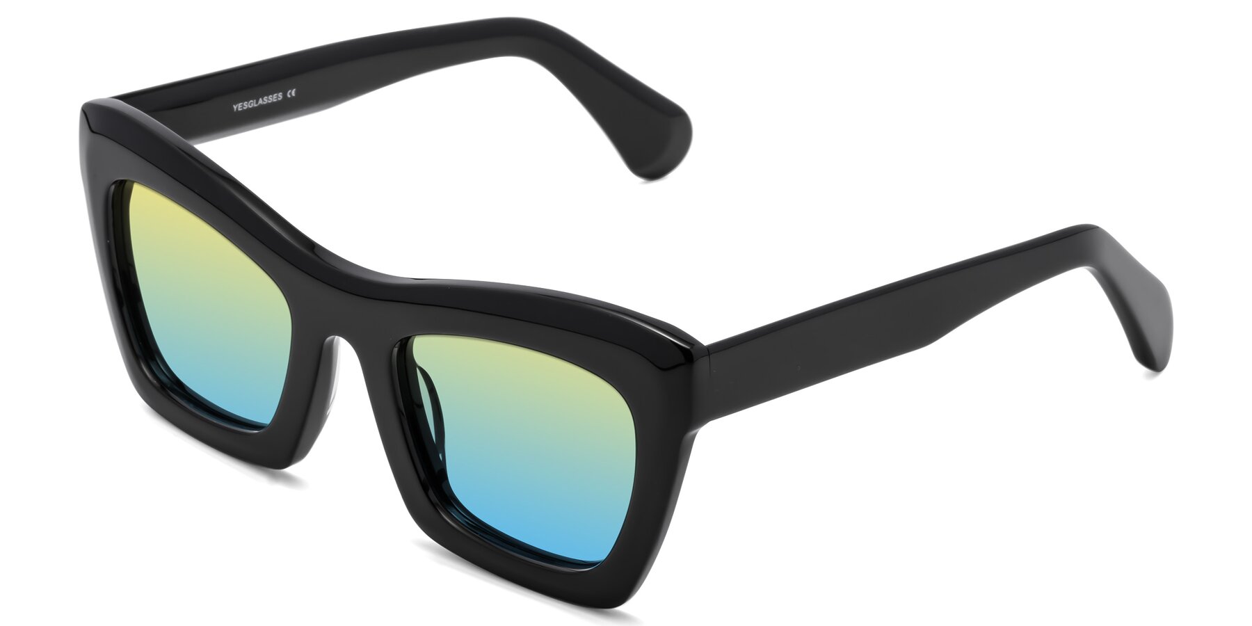 Angle of Randi in Black with Yellow / Blue Gradient Lenses