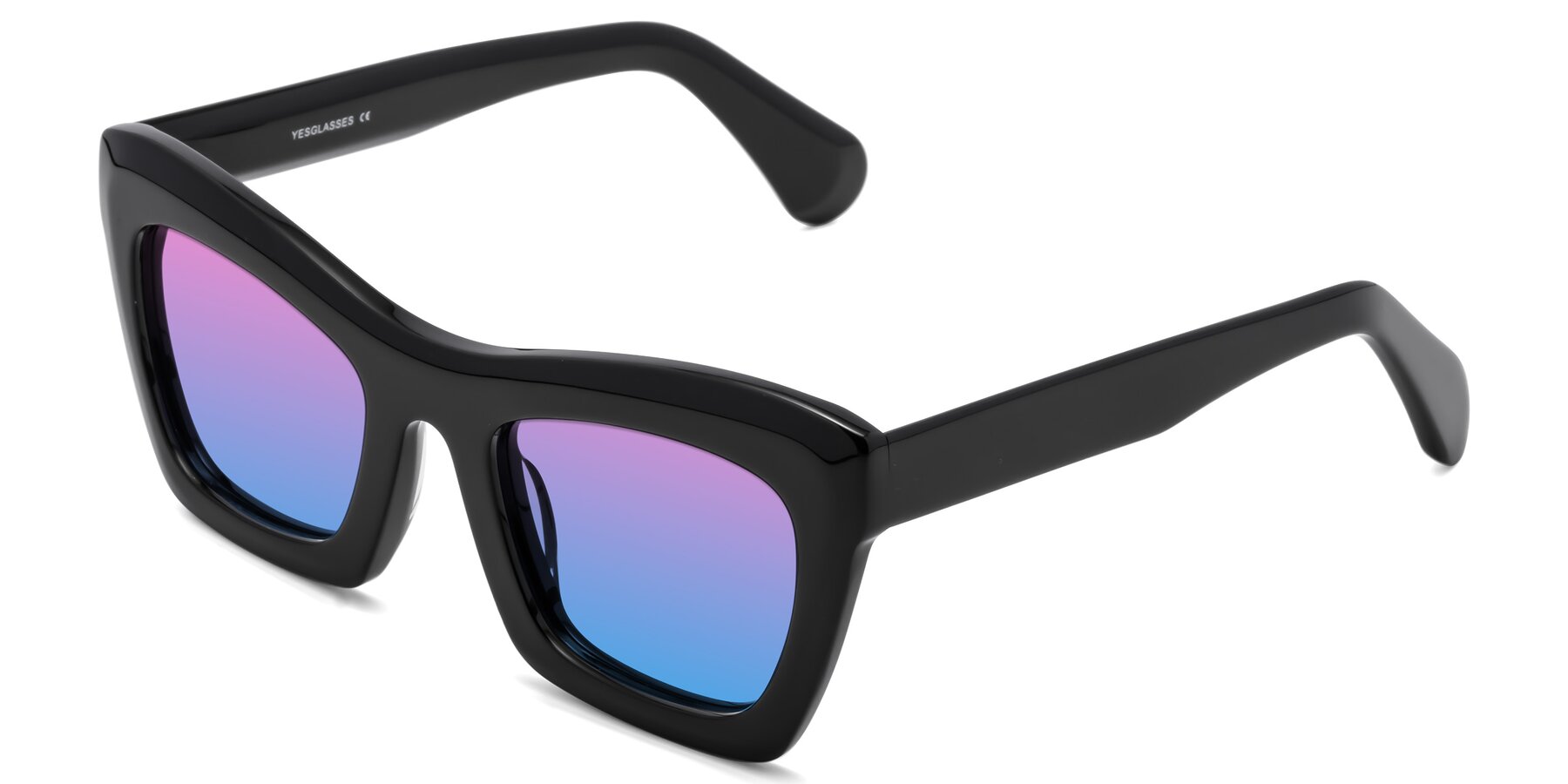Angle of Randi in Black with Pink / Blue Gradient Lenses