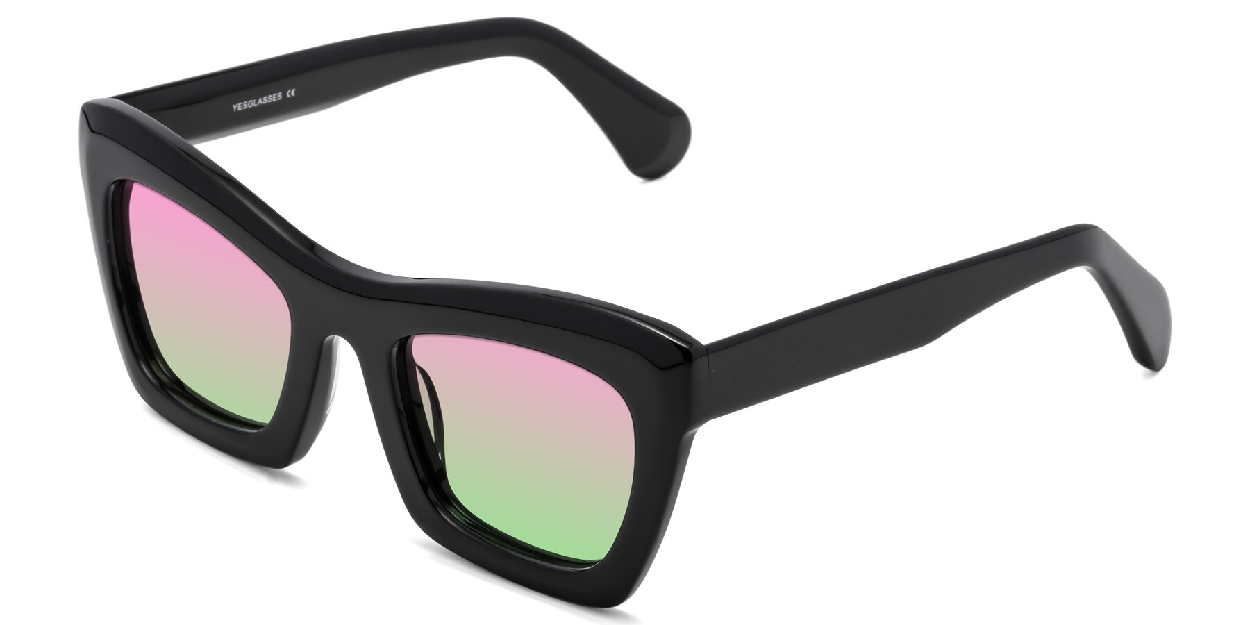 Angle of Randi in Black with Pink / Green Gradient Lenses