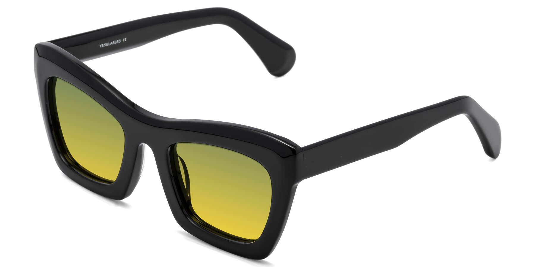 Angle of Randi in Black with Green / Yellow Gradient Lenses