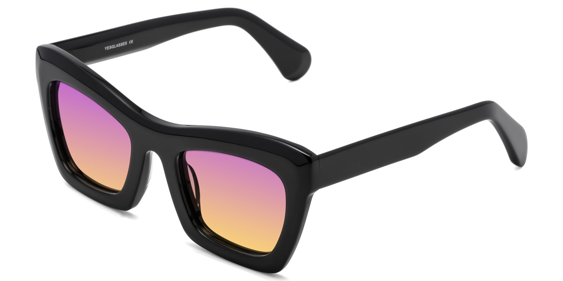 Angle of Randi in Black with Purple / Yellow Gradient Lenses