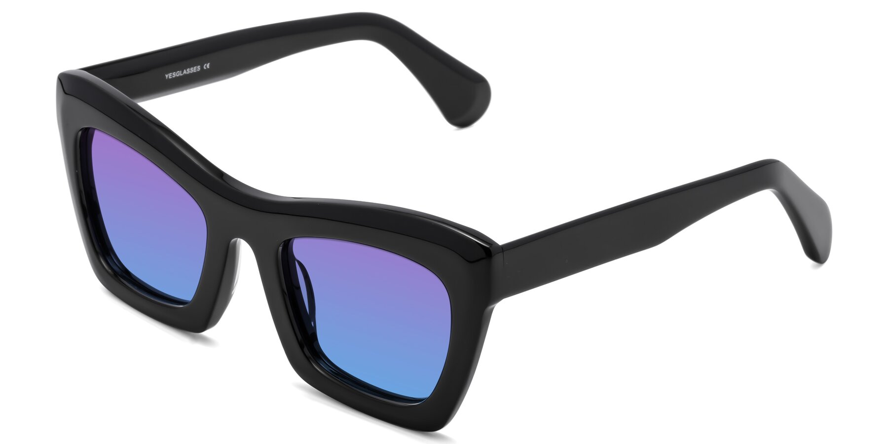 Angle of Randi in Black with Purple / Blue Gradient Lenses