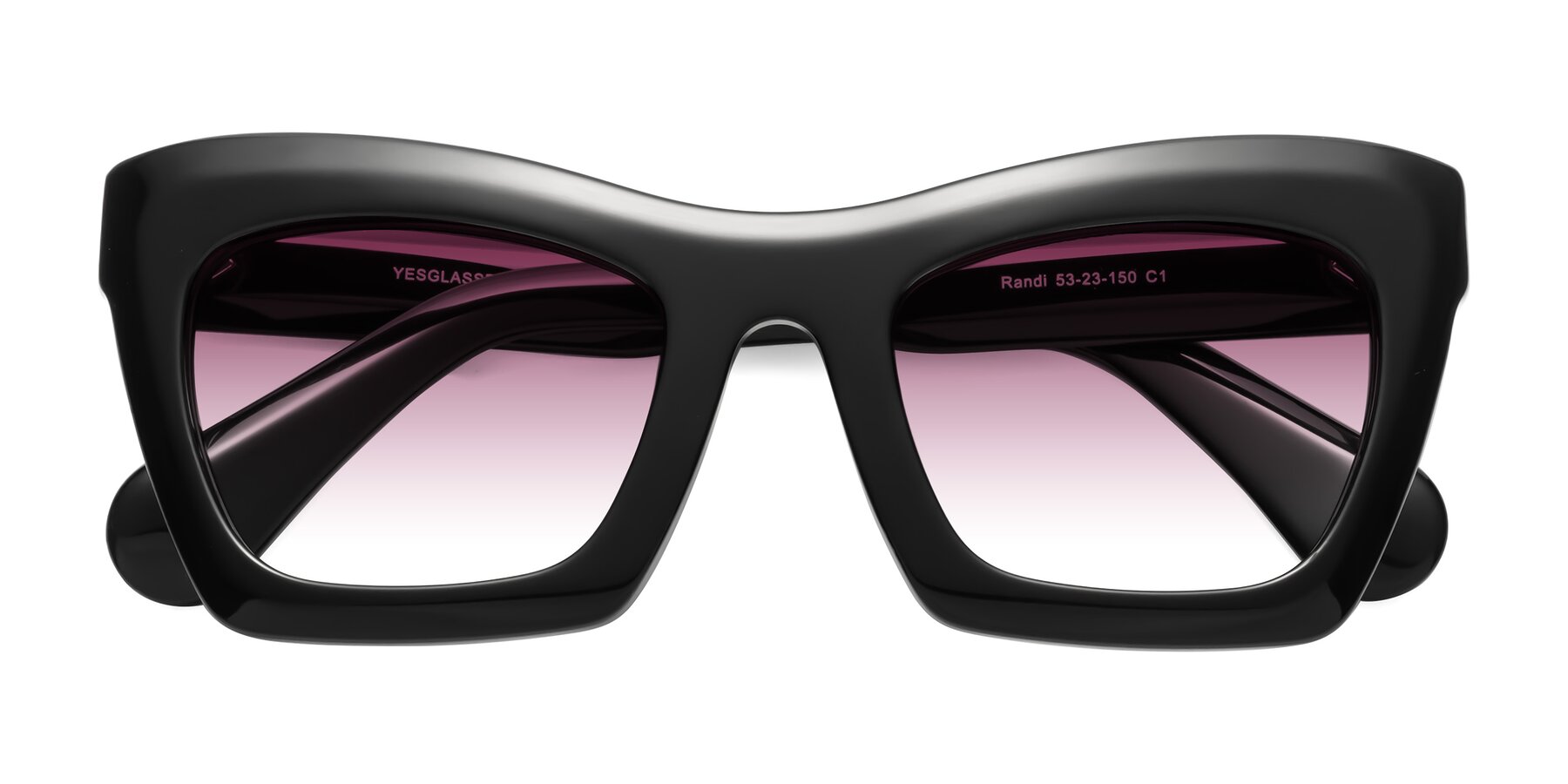 Folded Front of Randi in Black with Wine Gradient Lenses