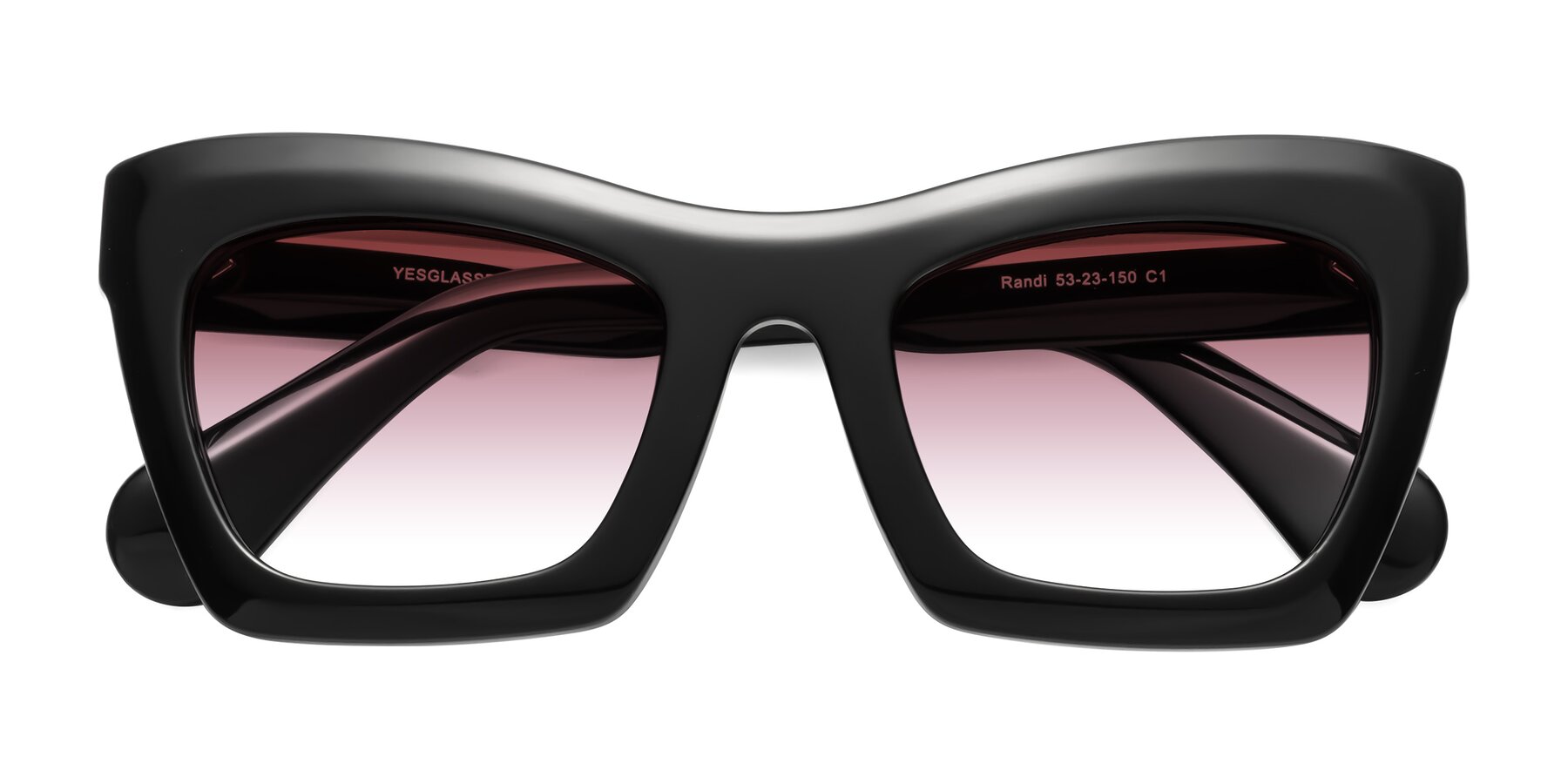 Folded Front of Randi in Black with Garnet Gradient Lenses