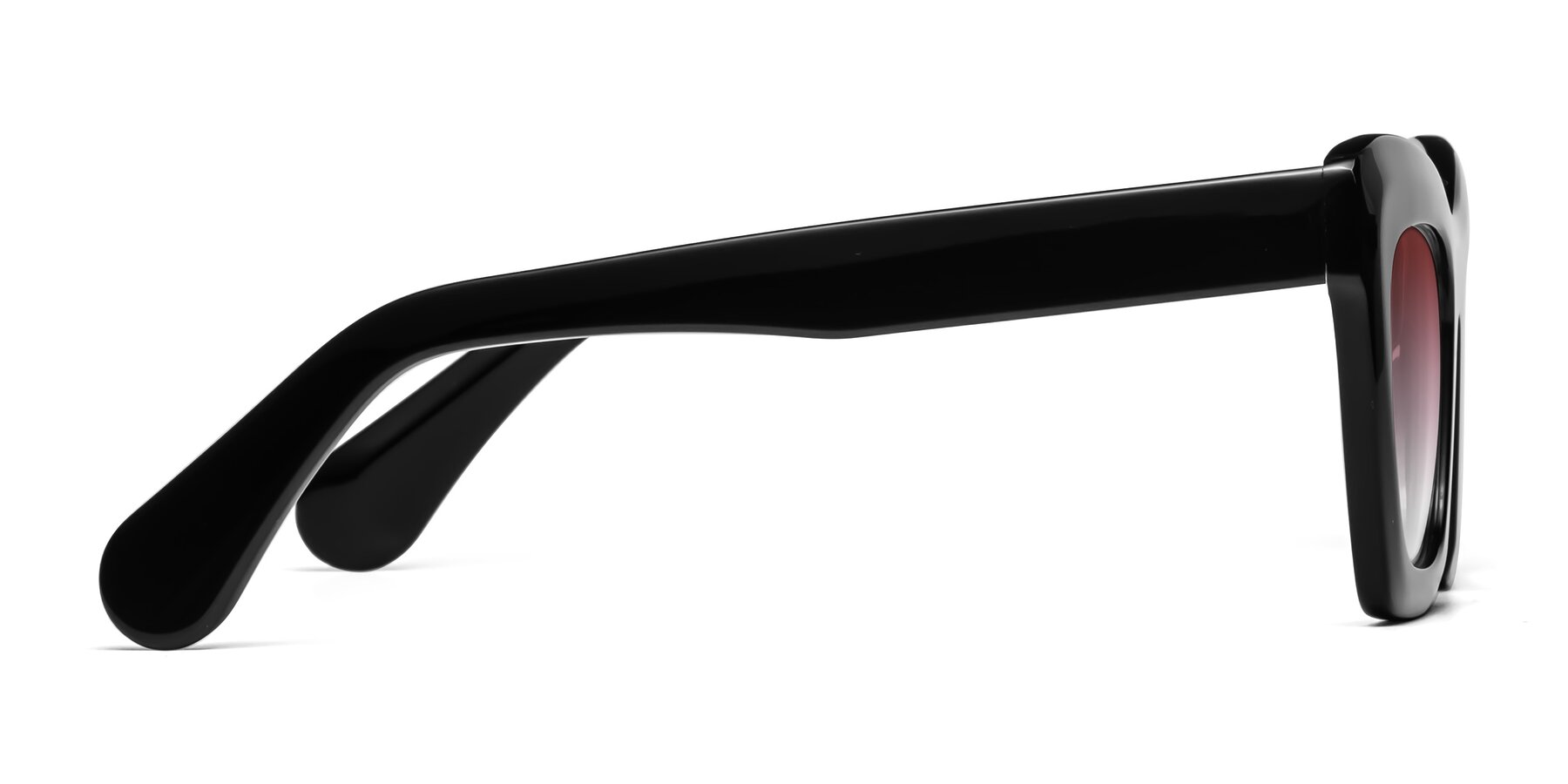 Side of Randi in Black with Garnet Gradient Lenses