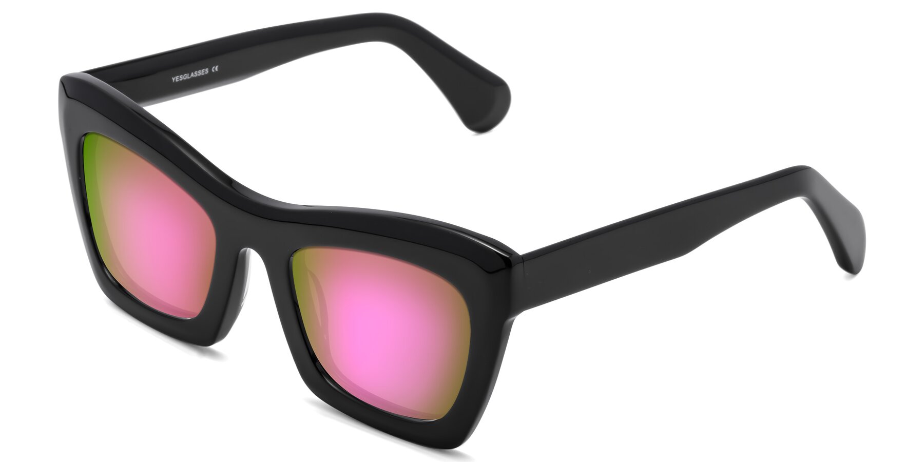 Angle of Randi in Black with Pink Mirrored Lenses