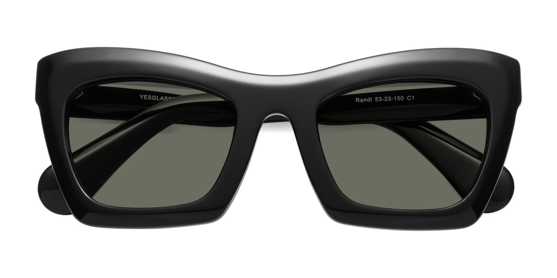 Folded Front of Randi in Black with Gray Polarized Lenses