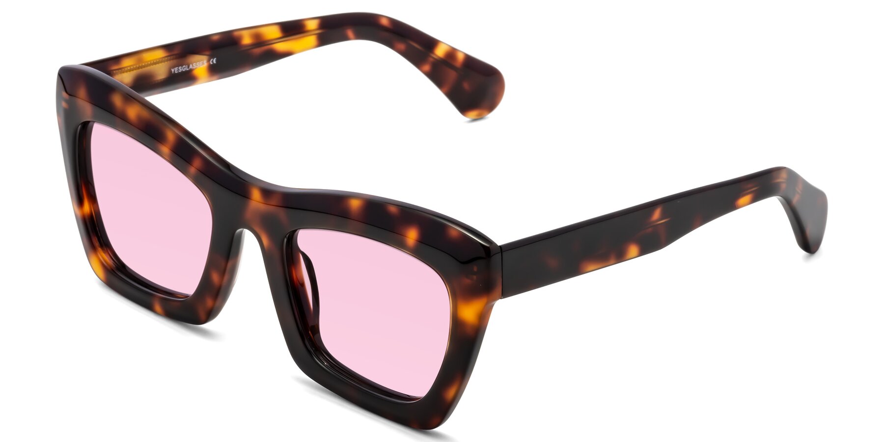 Angle of Randi in Tortoise with Light Pink Tinted Lenses
