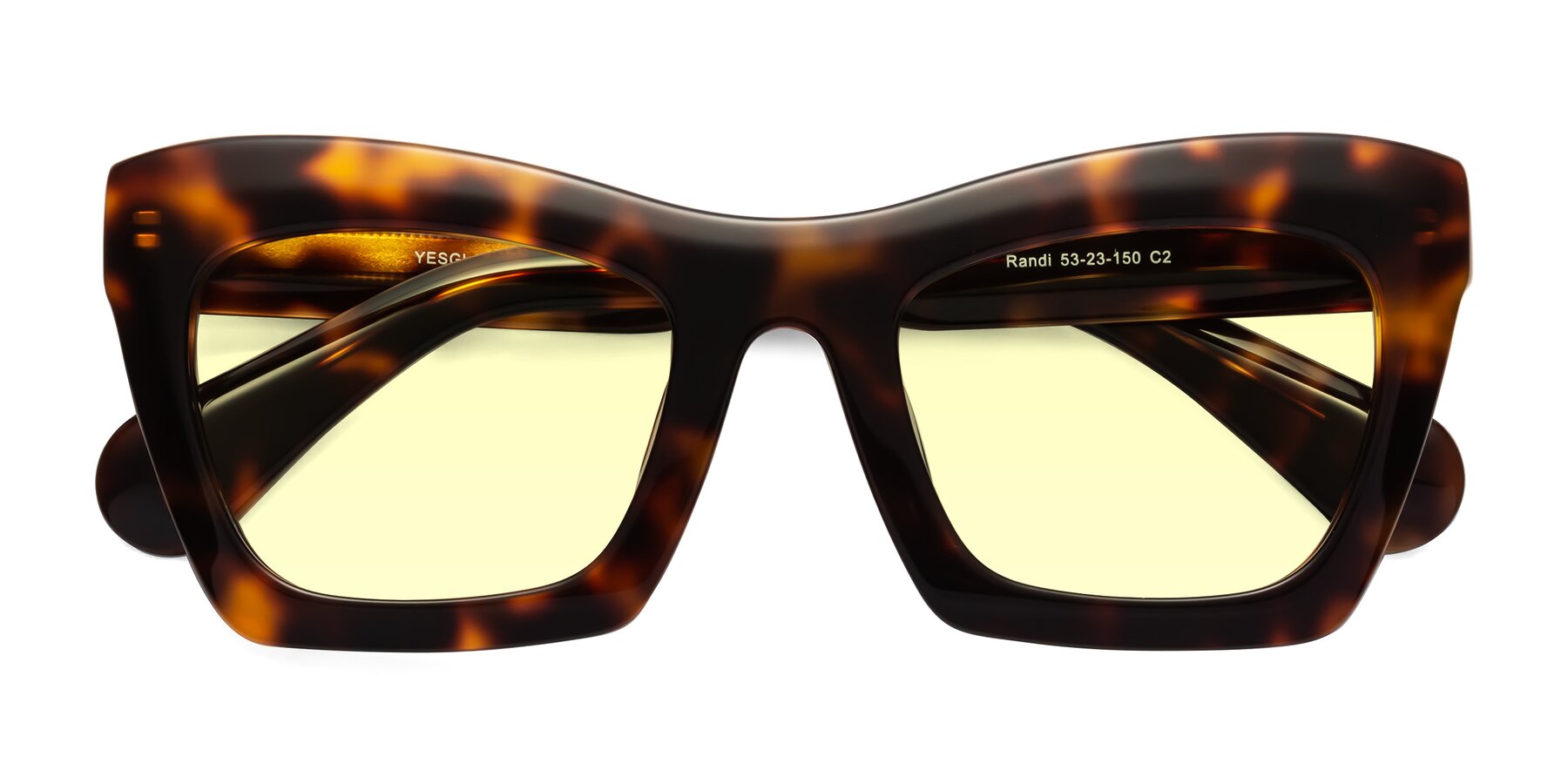 Folded Front of Randi in Tortoise with Light Yellow Tinted Lenses
