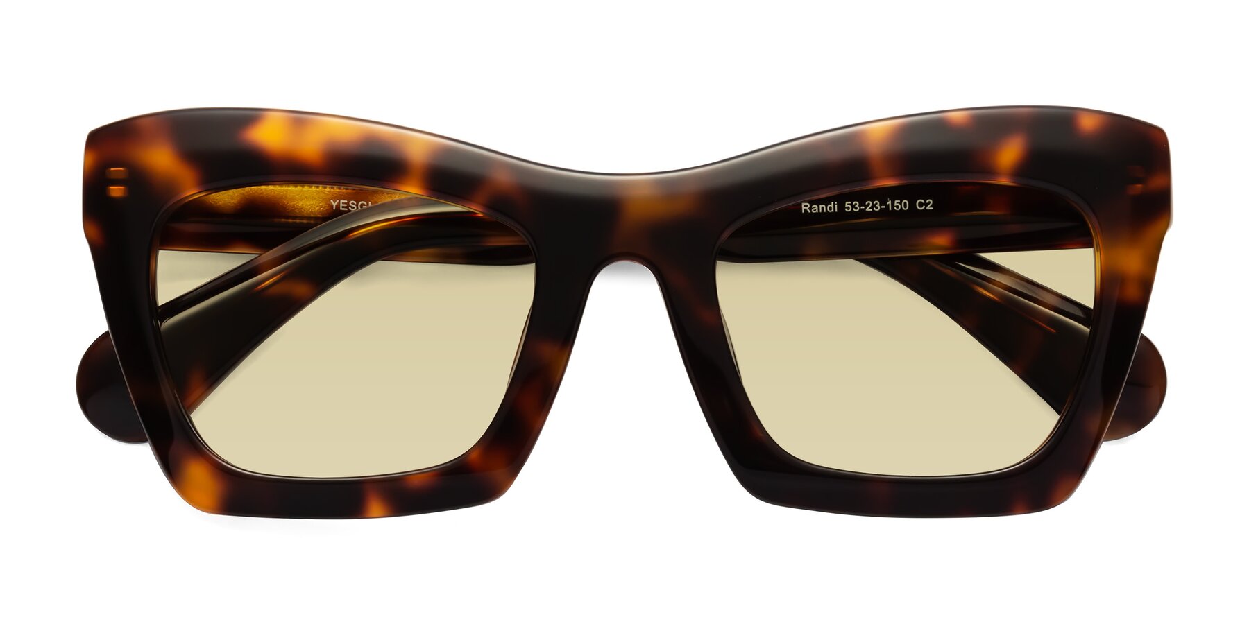 Folded Front of Randi in Tortoise with Light Champagne Tinted Lenses