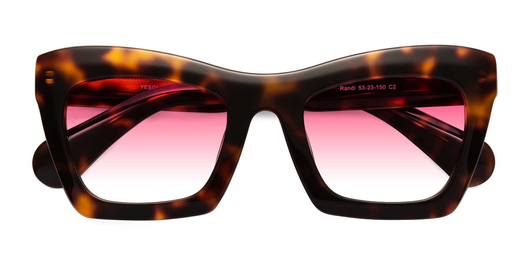 Folded Front of Randi in Tortoise with Pink Gradient Lenses