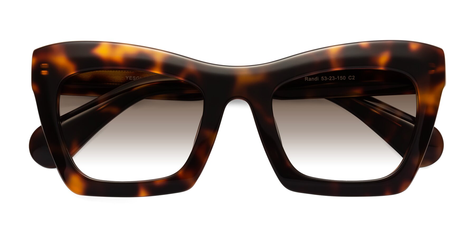 Folded Front of Randi in Tortoise with Brown Gradient Lenses