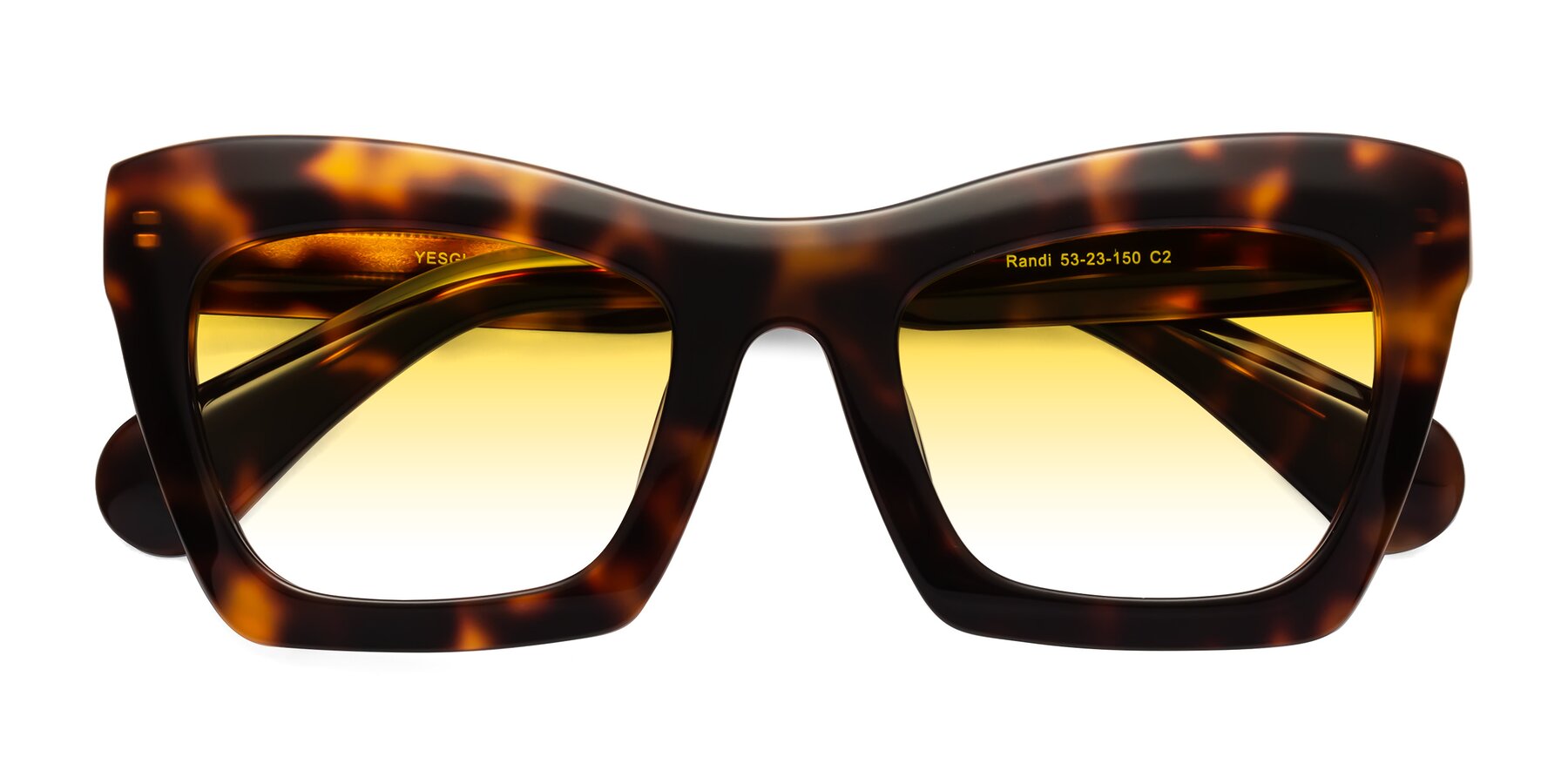 Folded Front of Randi in Tortoise with Yellow Gradient Lenses