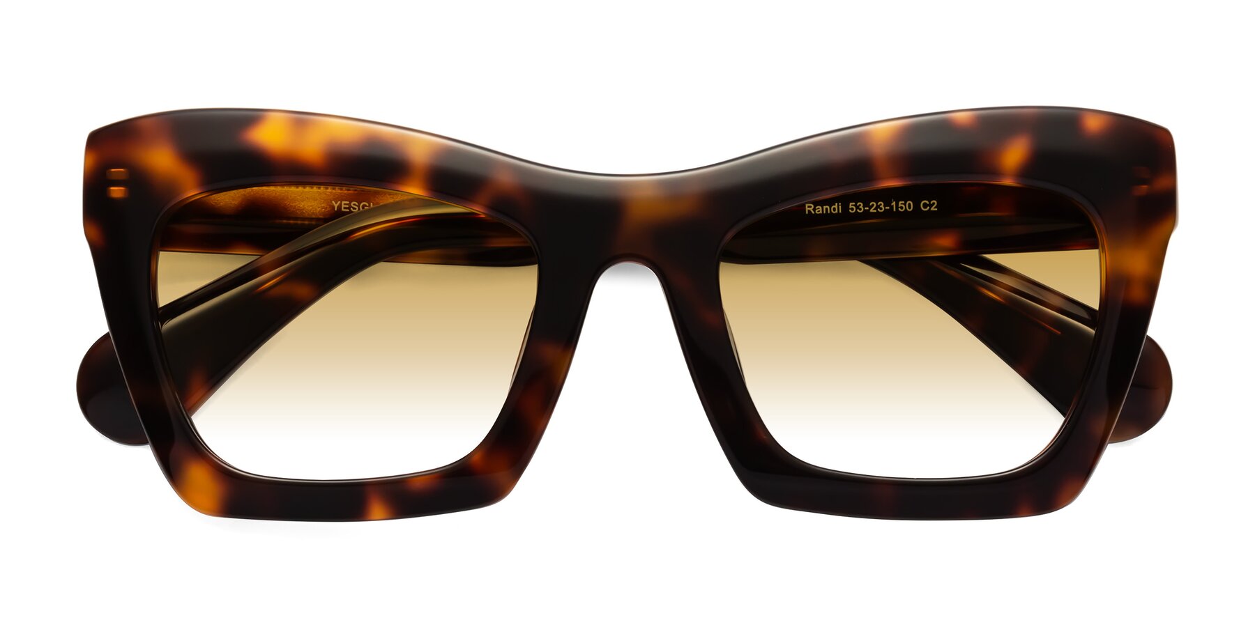 Folded Front of Randi in Tortoise with Champagne Gradient Lenses