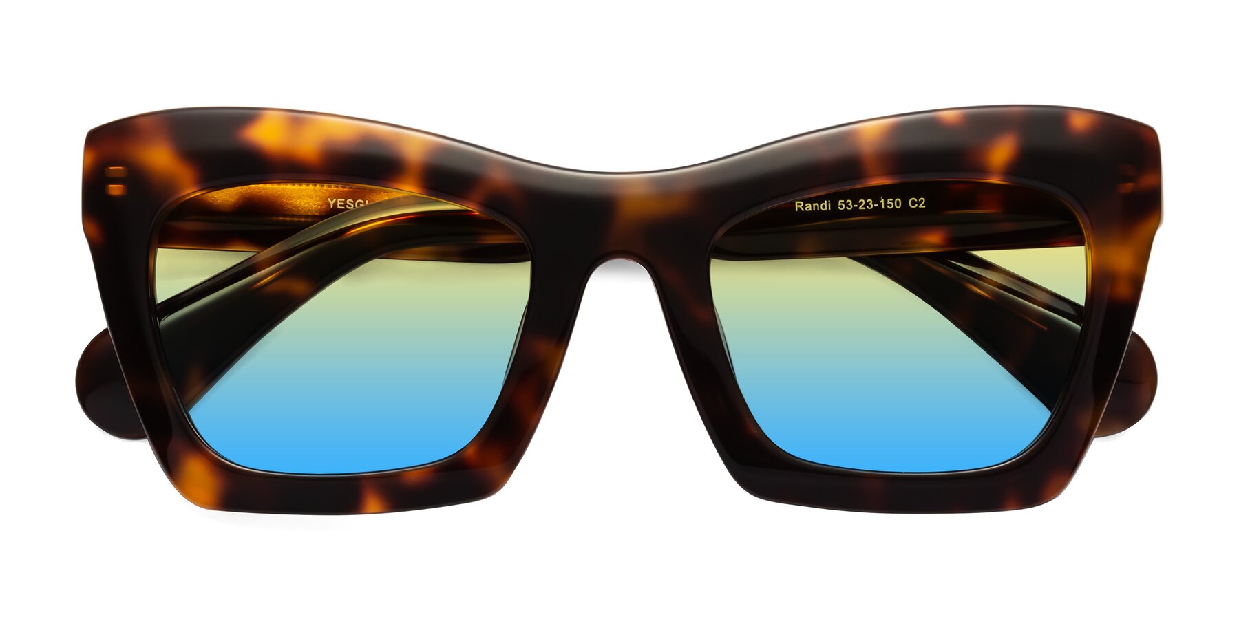 Folded Front of Randi in Tortoise with Yellow / Blue Gradient Lenses