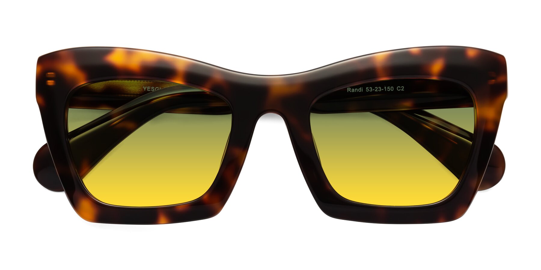 Folded Front of Randi in Tortoise with Green / Yellow Gradient Lenses