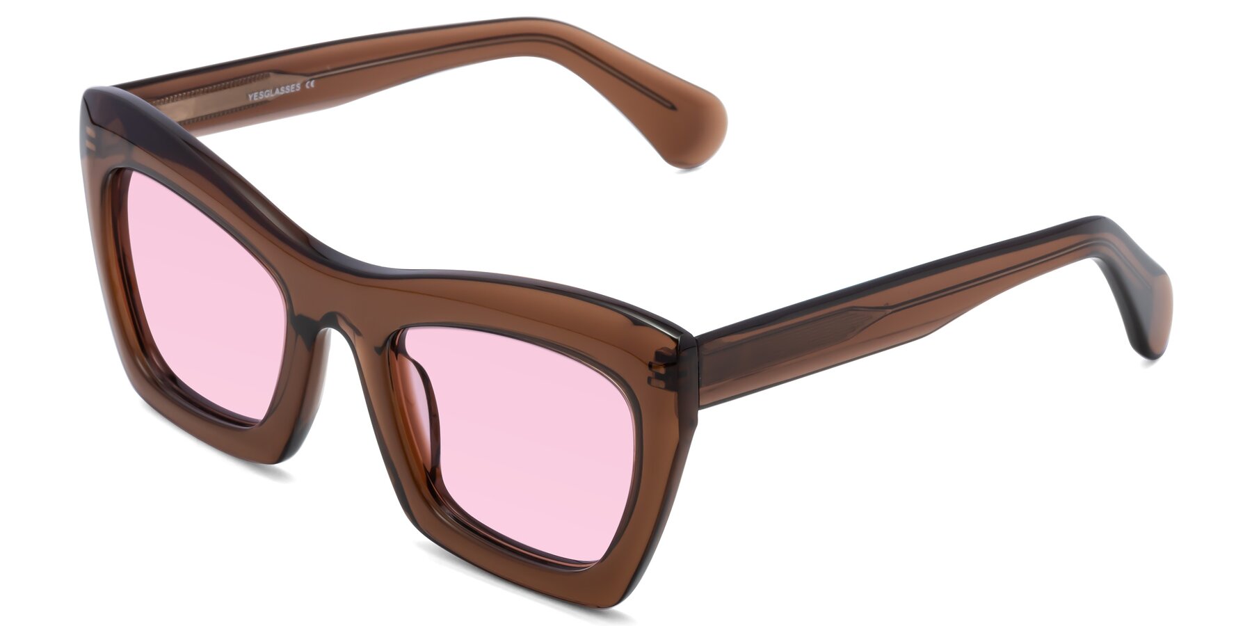 Angle of Randi in Brown with Light Pink Tinted Lenses