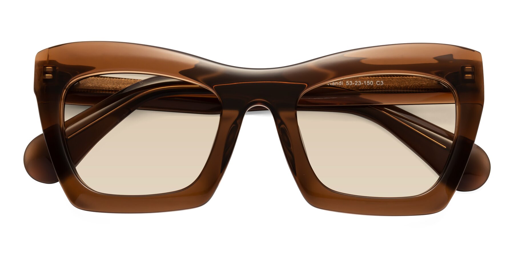 Folded Front of Randi in Brown with Light Brown Tinted Lenses