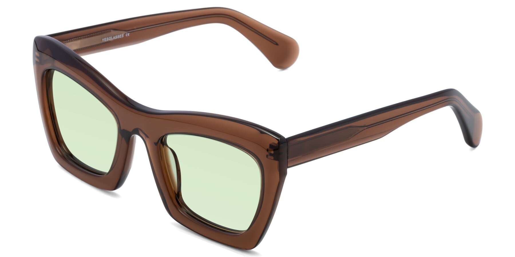 Angle of Randi in Brown with Light Green Tinted Lenses