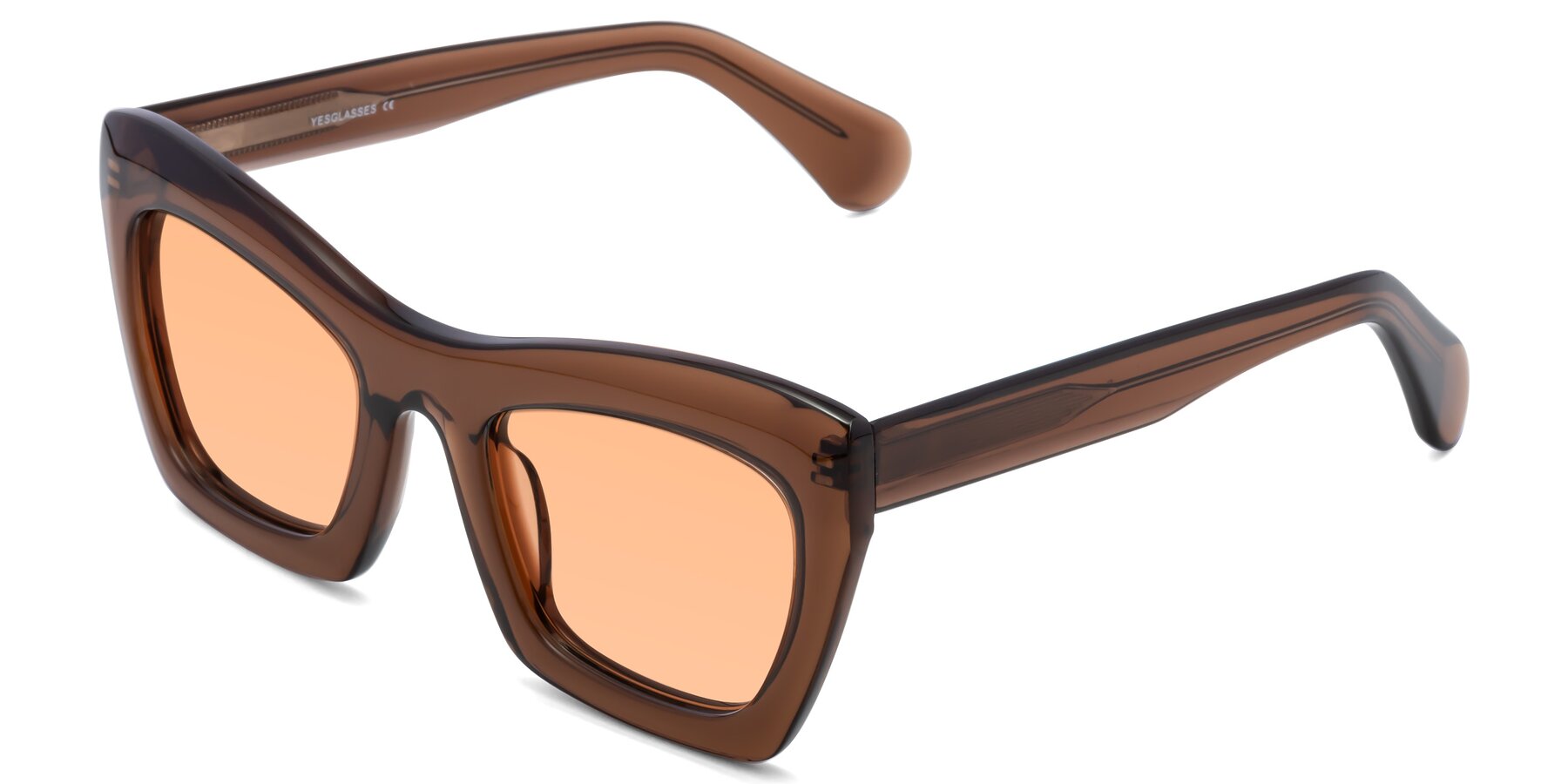 Angle of Randi in Brown with Light Orange Tinted Lenses