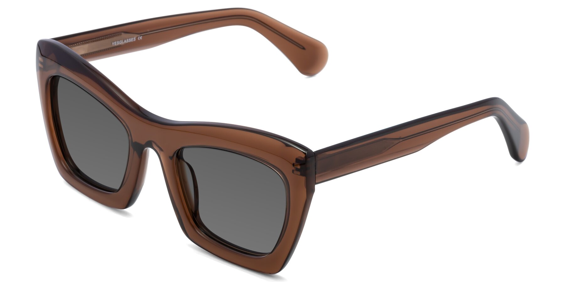 Angle of Randi in Brown with Medium Gray Tinted Lenses