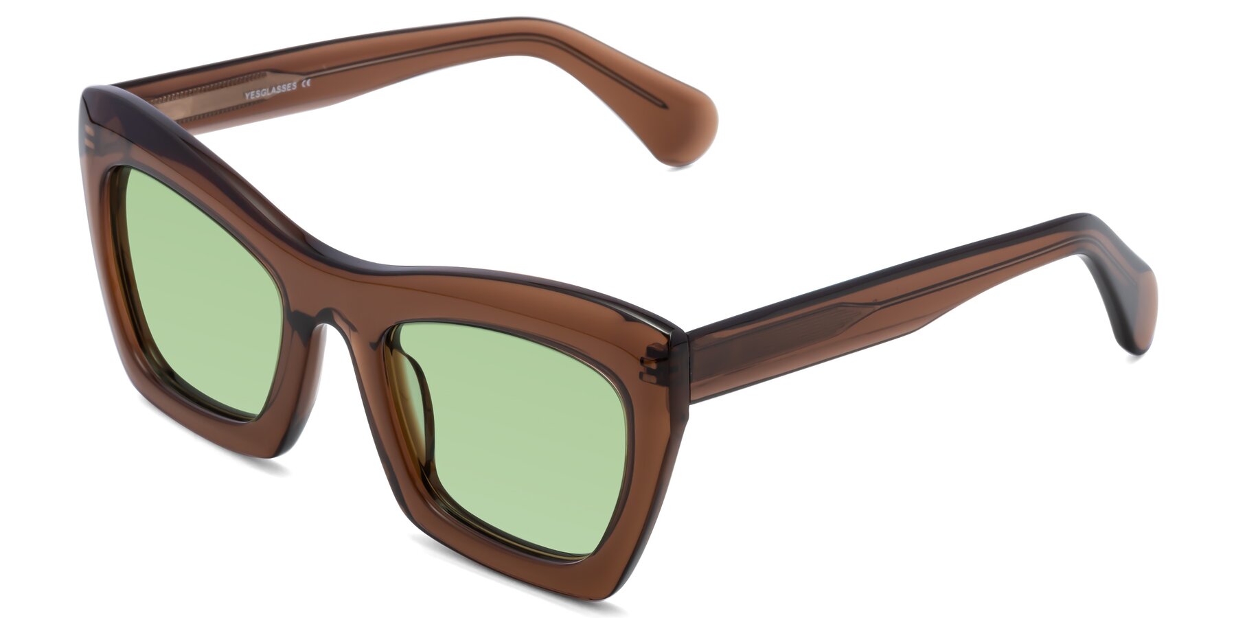 Angle of Randi in Brown with Medium Green Tinted Lenses