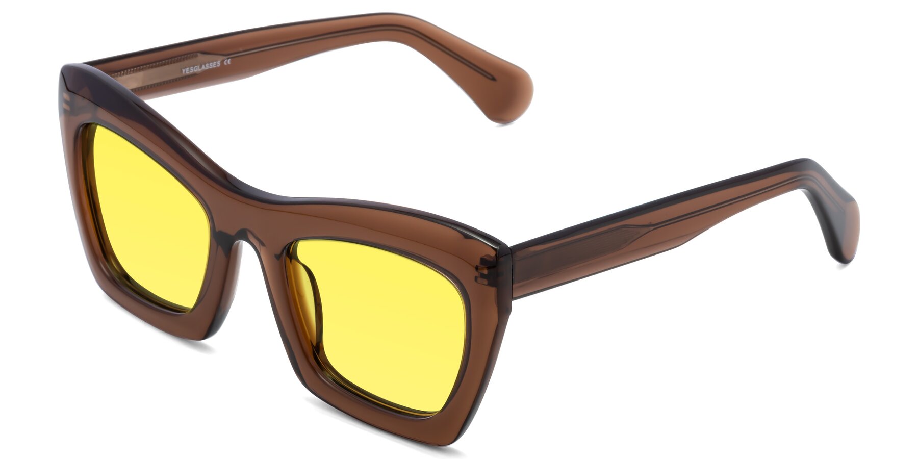 Angle of Randi in Brown with Medium Yellow Tinted Lenses