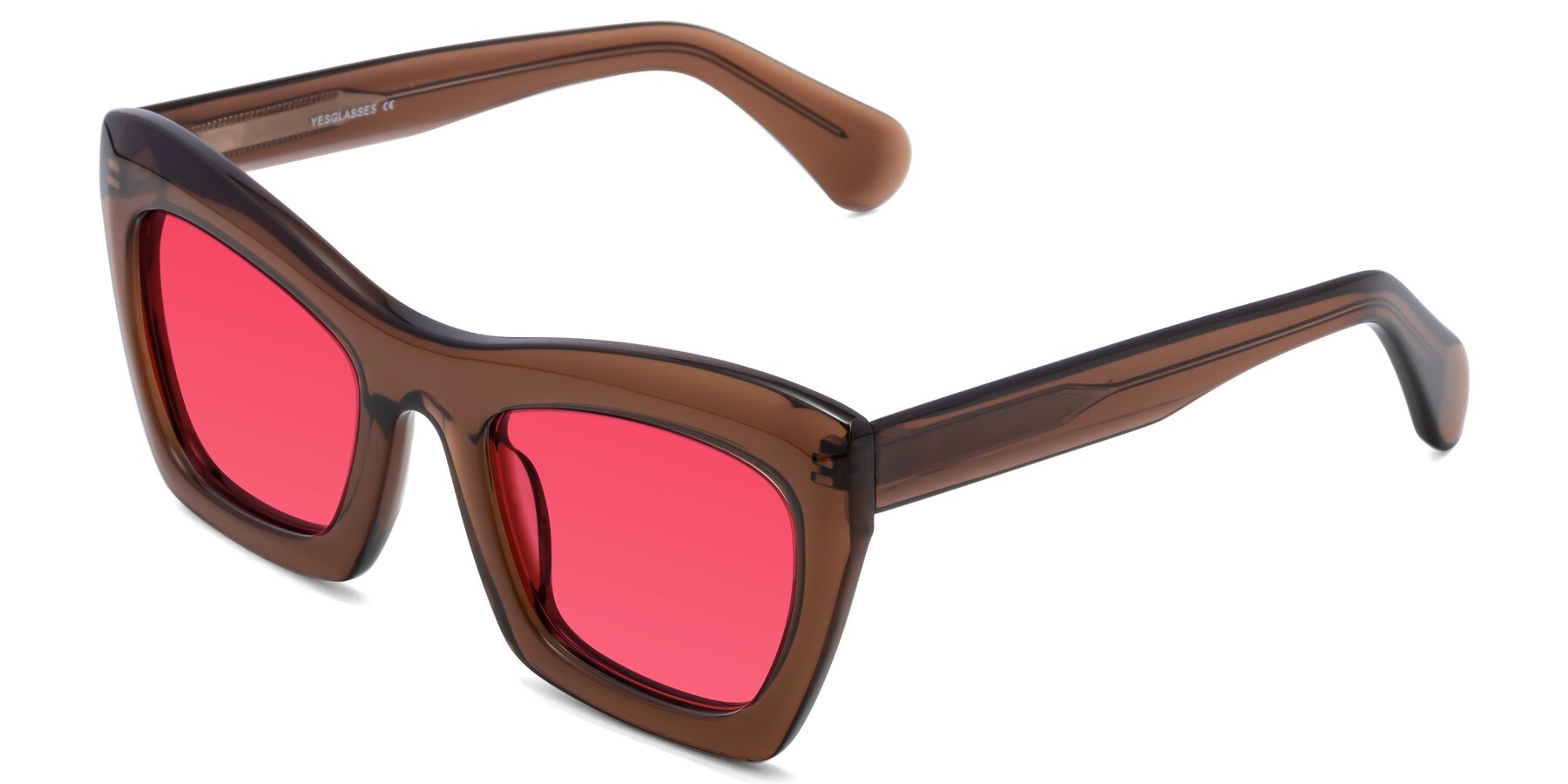 Angle of Randi in Brown with Red Tinted Lenses