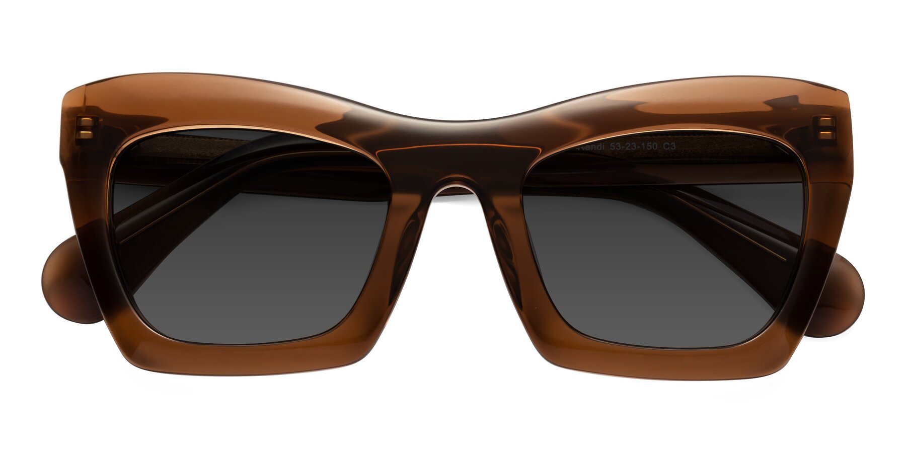 Folded Front of Randi in Brown with Gray Tinted Lenses