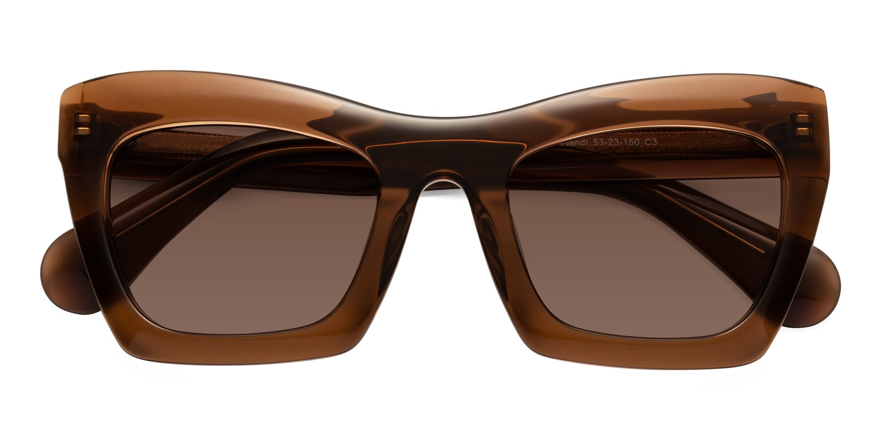 Folded Front of Randi in Brown with Brown Tinted Lenses