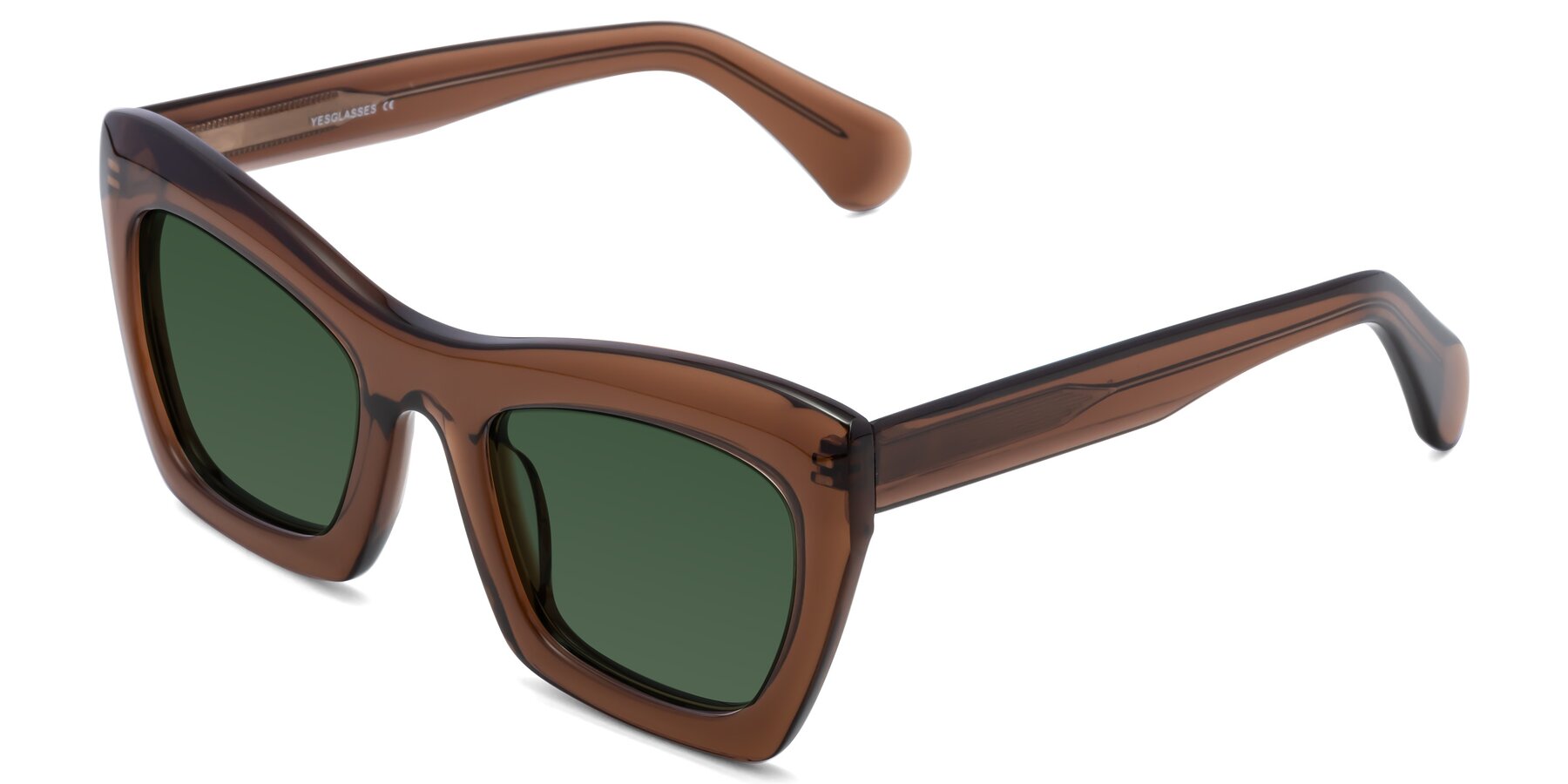 Angle of Randi in Brown with Green Tinted Lenses
