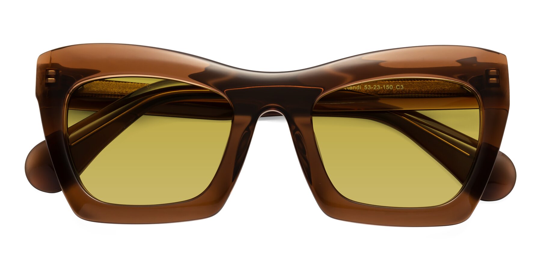 Folded Front of Randi in Brown with Champagne Tinted Lenses