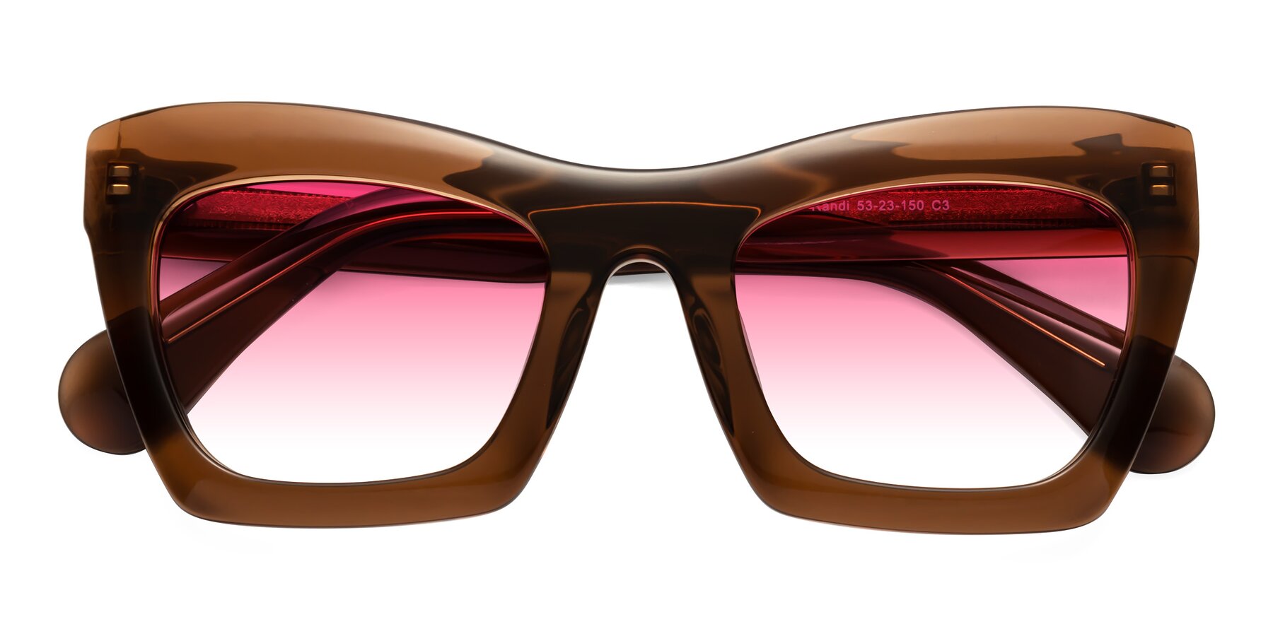 Folded Front of Randi in Brown with Pink Gradient Lenses