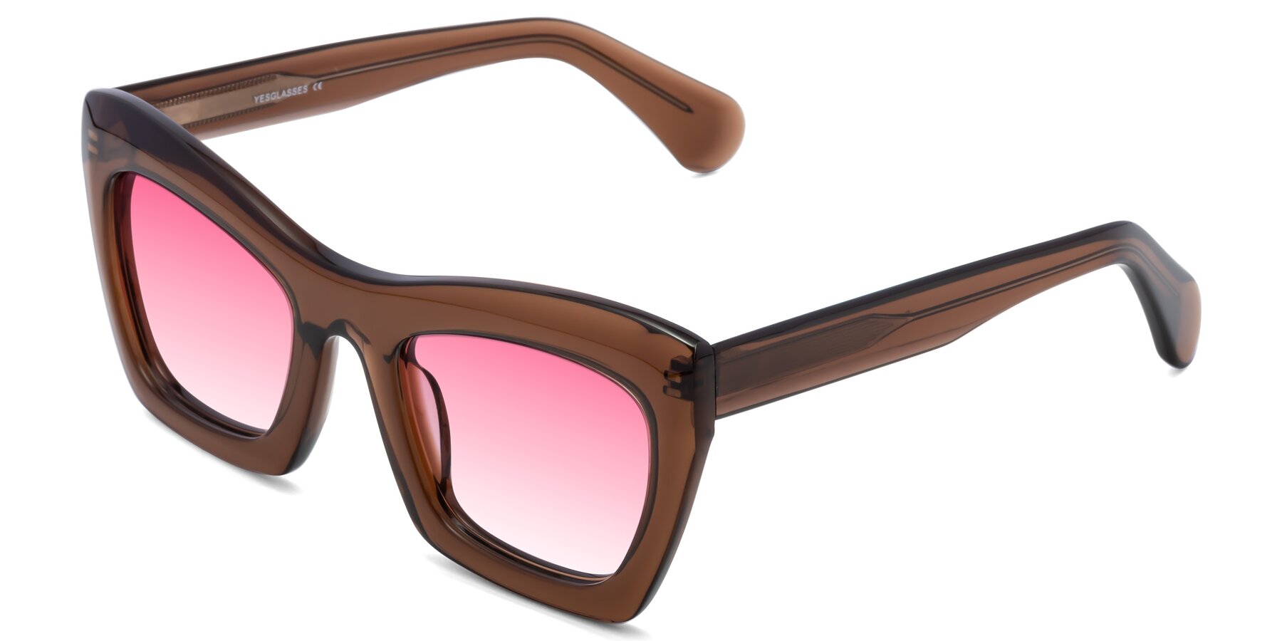 Angle of Randi in Brown with Pink Gradient Lenses