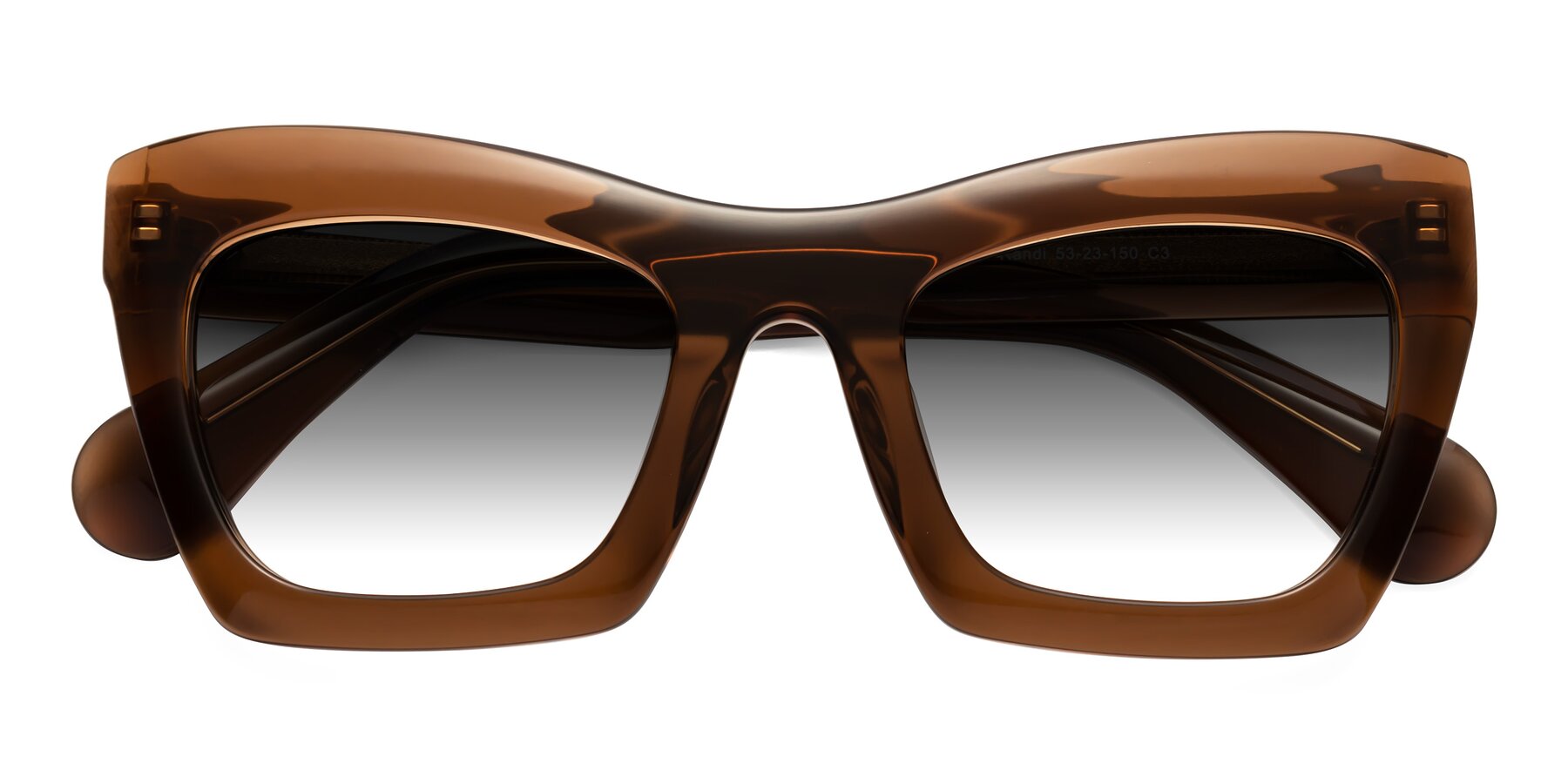 Folded Front of Randi in Brown with Gray Gradient Lenses