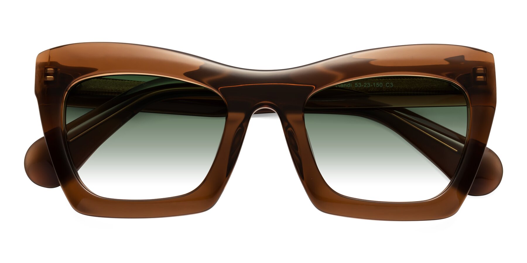 Folded Front of Randi in Brown with Green Gradient Lenses